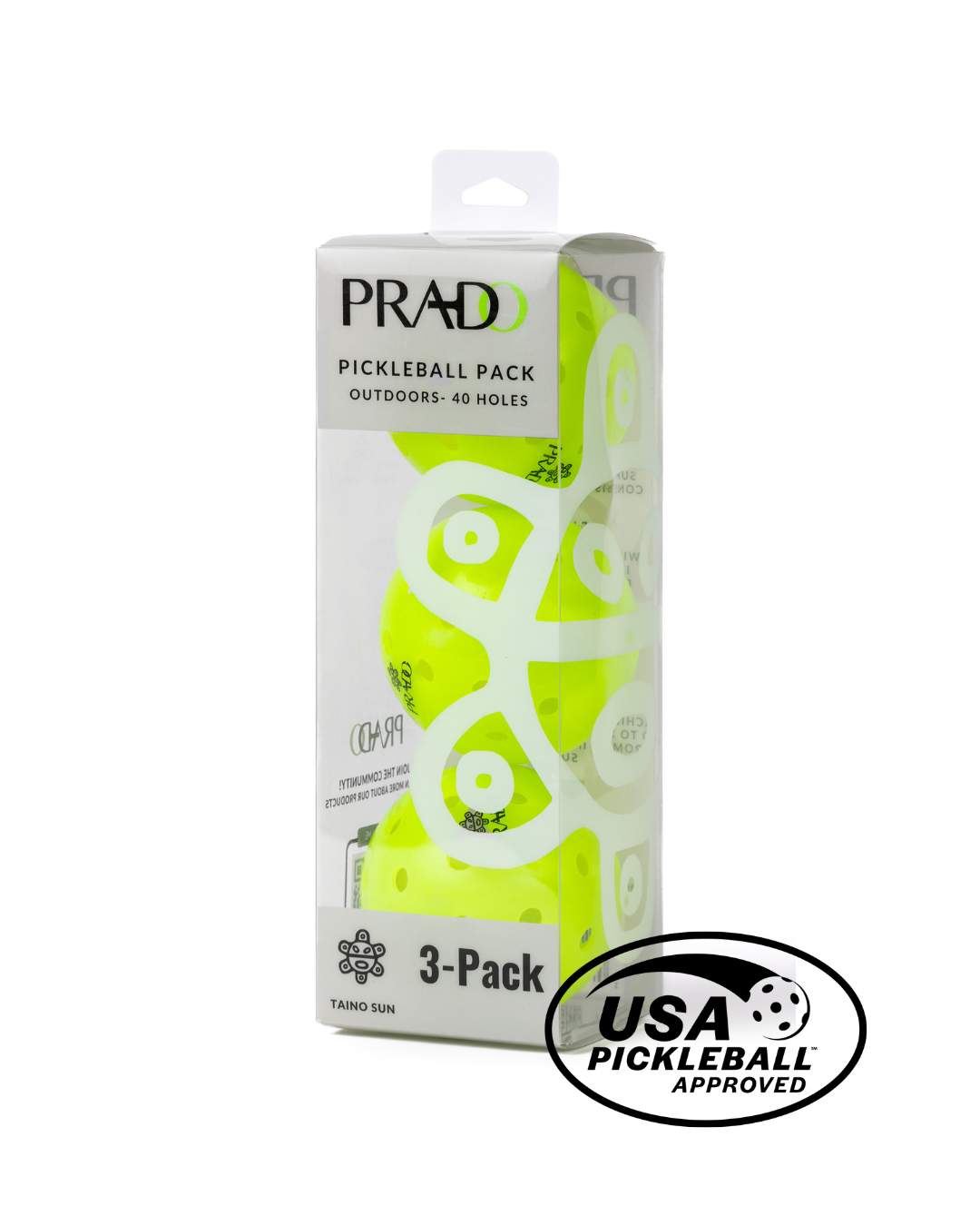 Taíno Sun pickleball ball with 40-hole outdoor design and Puerto Rican heritage, USAPA approved for tournament play