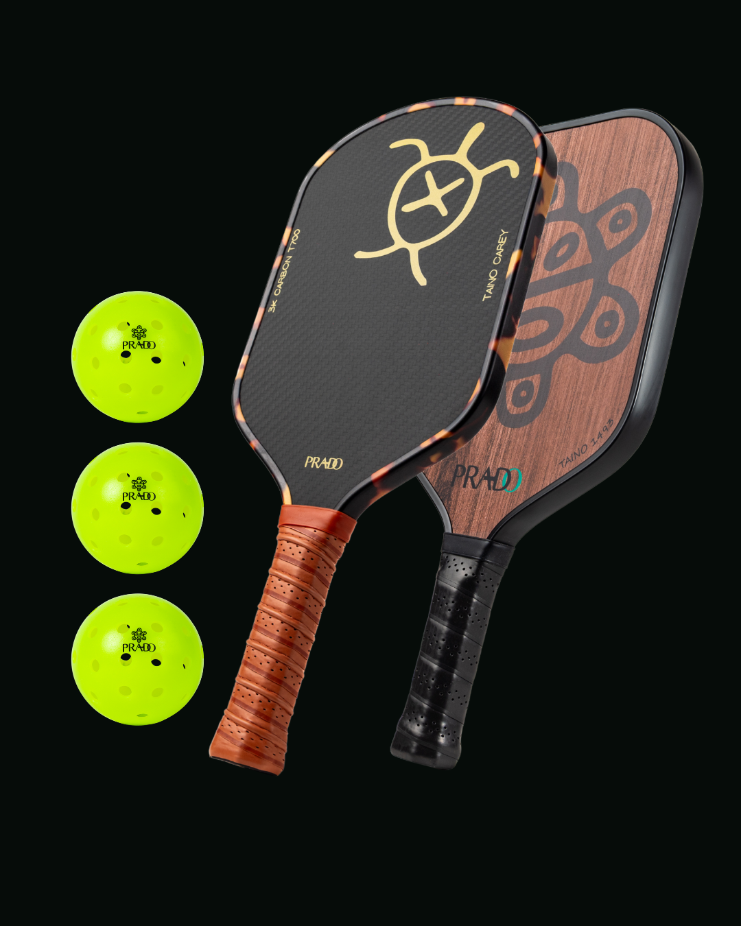 Taíno Starter Kit with two premium pickleball paddles and USA Pickleball Approved balls featuring Puerto Rican inspired designs